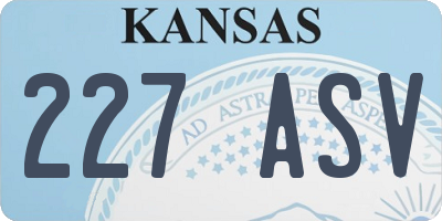 KS license plate 227ASV