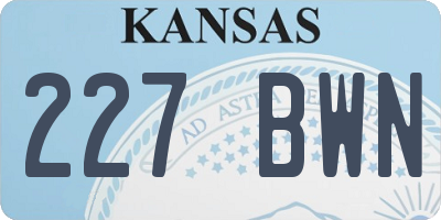 KS license plate 227BWN