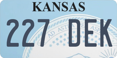 KS license plate 227DEK