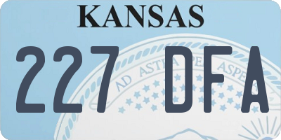 KS license plate 227DFA