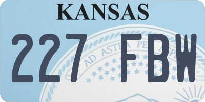 KS license plate 227FBW