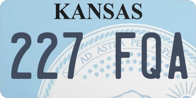 KS license plate 227FQA
