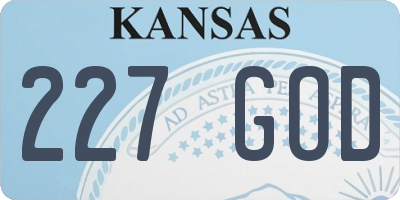 KS license plate 227GOD