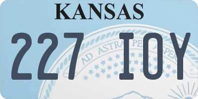 KS license plate 227IOY