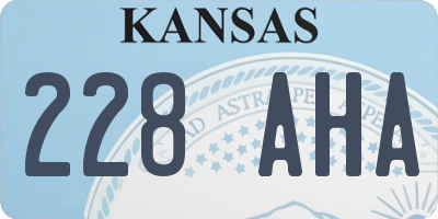 KS license plate 228AHA