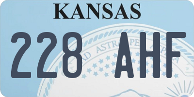 KS license plate 228AHF