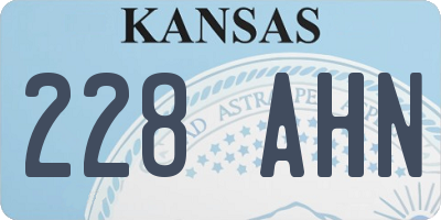 KS license plate 228AHN