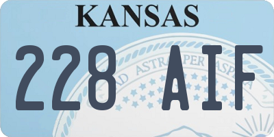 KS license plate 228AIF