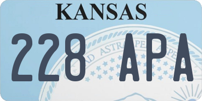 KS license plate 228APA