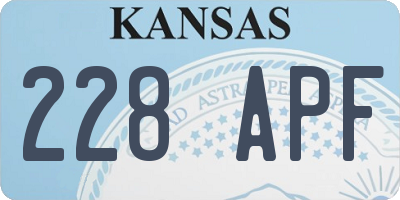 KS license plate 228APF