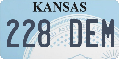 KS license plate 228DEM