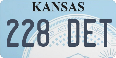 KS license plate 228DET