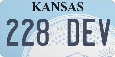 KS license plate 228DEV