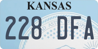 KS license plate 228DFA
