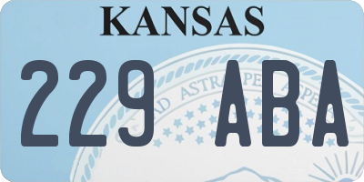 KS license plate 229ABA