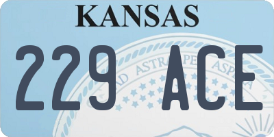 KS license plate 229ACE