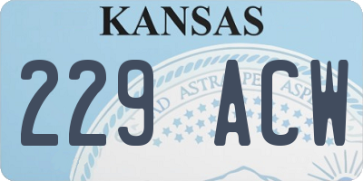 KS license plate 229ACW