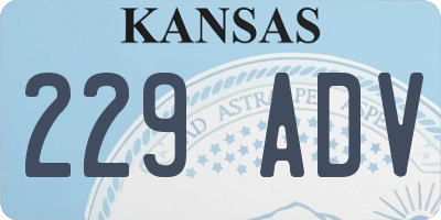 KS license plate 229ADV