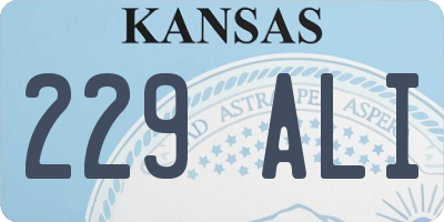 KS license plate 229ALI