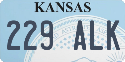 KS license plate 229ALK