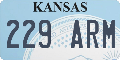 KS license plate 229ARM