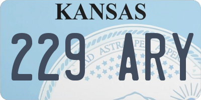 KS license plate 229ARY