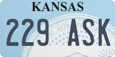 KS license plate 229ASK
