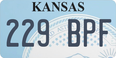 KS license plate 229BPF