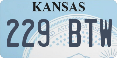KS license plate 229BTW