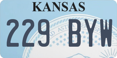 KS license plate 229BYW