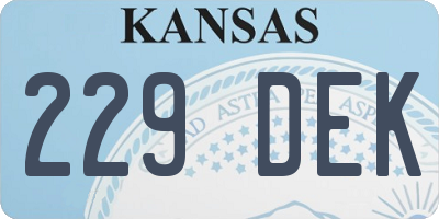 KS license plate 229DEK