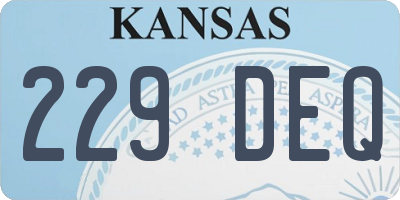 KS license plate 229DEQ