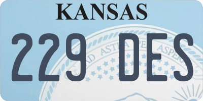 KS license plate 229DES