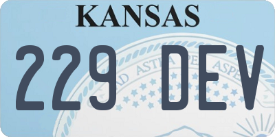 KS license plate 229DEV