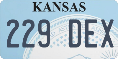 KS license plate 229DEX