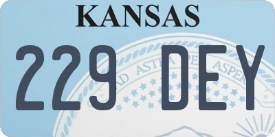 KS license plate 229DEY