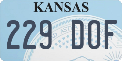KS license plate 229DOF