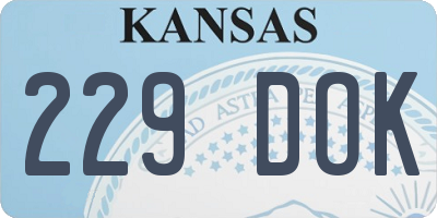 KS license plate 229DOK