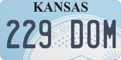 KS license plate 229DOM