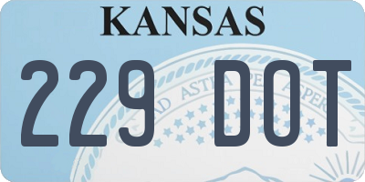 KS license plate 229DOT
