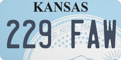KS license plate 229FAW