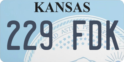 KS license plate 229FDK