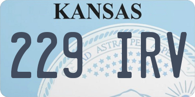 KS license plate 229IRV