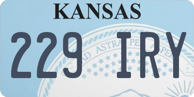 KS license plate 229IRY