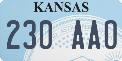 KS license plate 230AAO