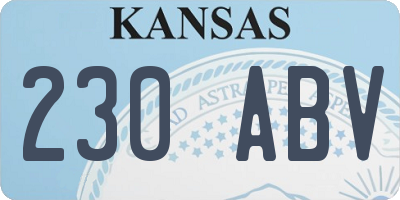 KS license plate 230ABV