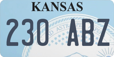KS license plate 230ABZ