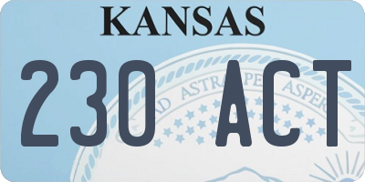 KS license plate 230ACT