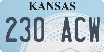 KS license plate 230ACW