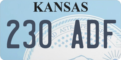 KS license plate 230ADF
